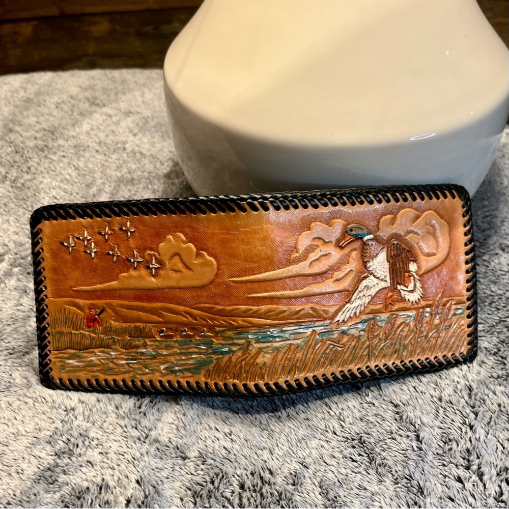 Handcrafted Leather Wallet with Nature Scene - Picture 5 of 5